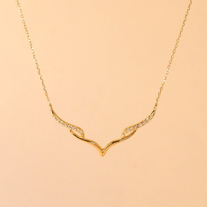 Seagull Necklace | 海鸥钻石颈链 | 18K 黄金 - 项链 - 贵金属 金色