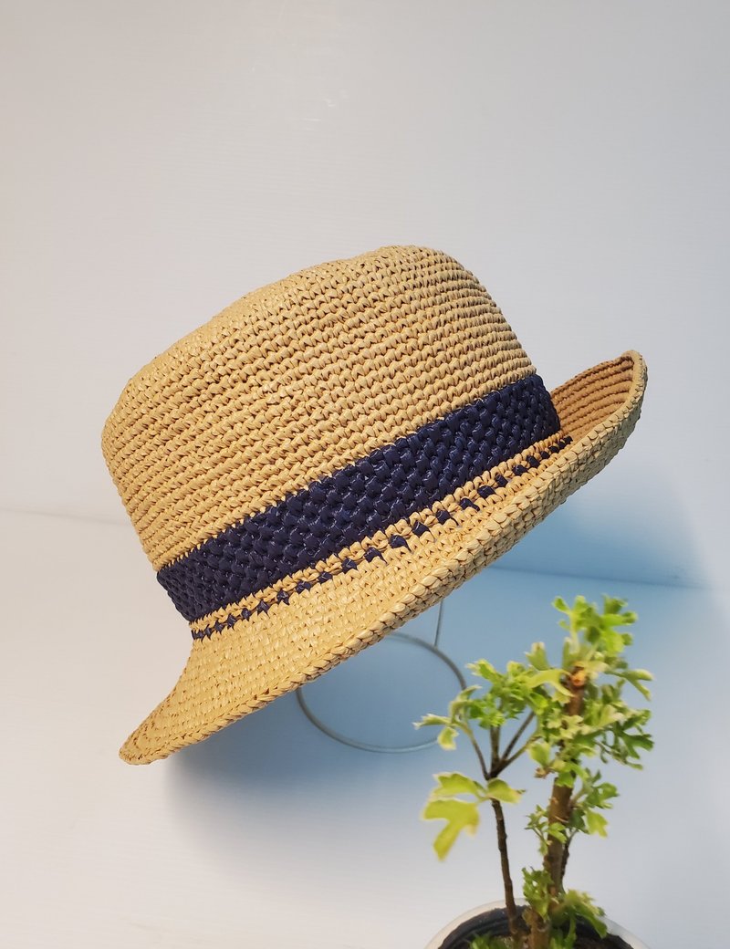 hat for man手工遮阳帽草帽绅士帽中性设计女帽ストローハット - 帽子 - 纸 卡其色