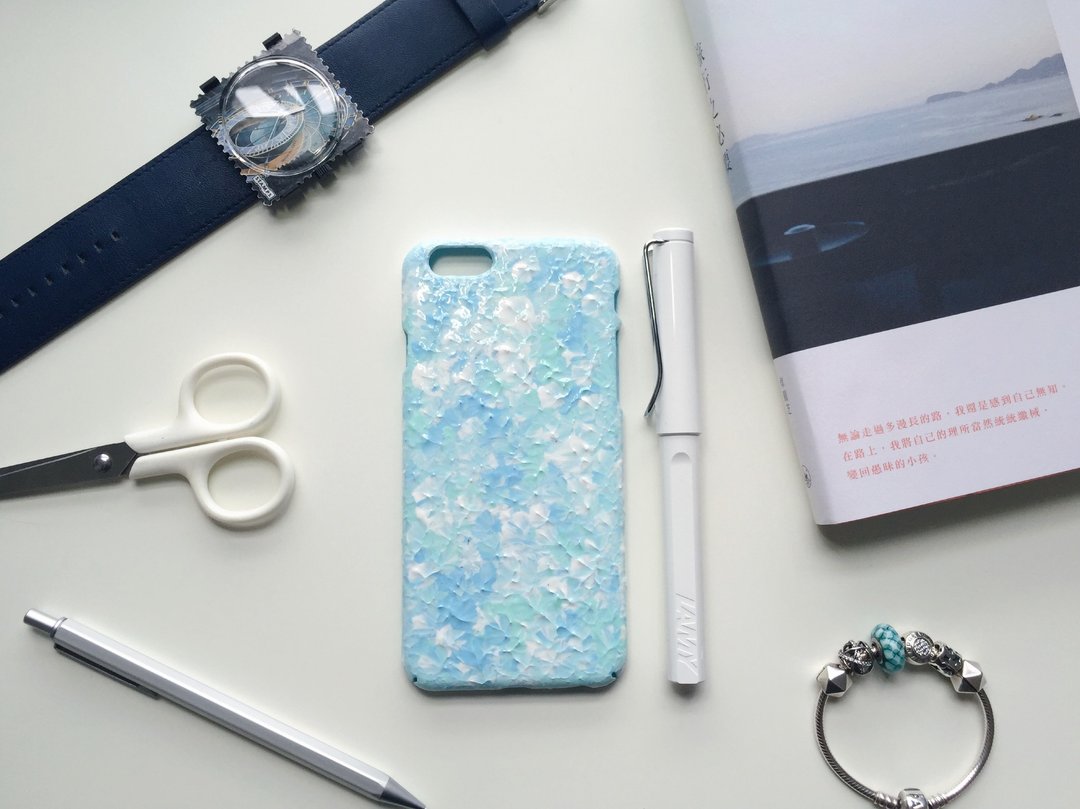 Yomarkett 手绘iphone 6 Case (淡蓝X薄河绿) - 手机壳/手机套 - 防水材质 蓝色