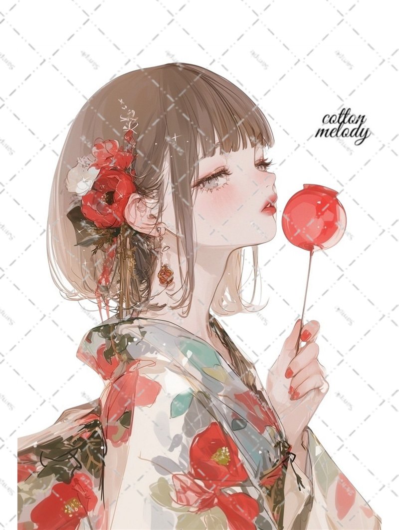 original sticker no.6414 人物贴纸 原创贴纸 人物贴纸 女孩贴纸 原创人物贴纸 - 贴纸 - 纸 