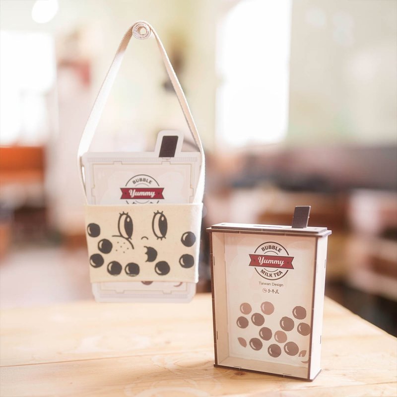 【DIY 手作】珍奶存钱筒+环保杯套组 DIY 置物盒 台湾 饮料提袋 - 木工/竹艺/纸艺 - 木头 多色