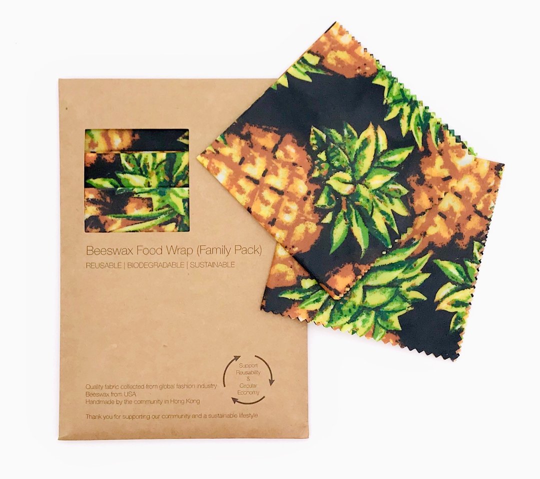 蜂蜡保鲜布 三合一家庭装 黑底菠萝 - 厨房用具 - 棉．麻 黑色