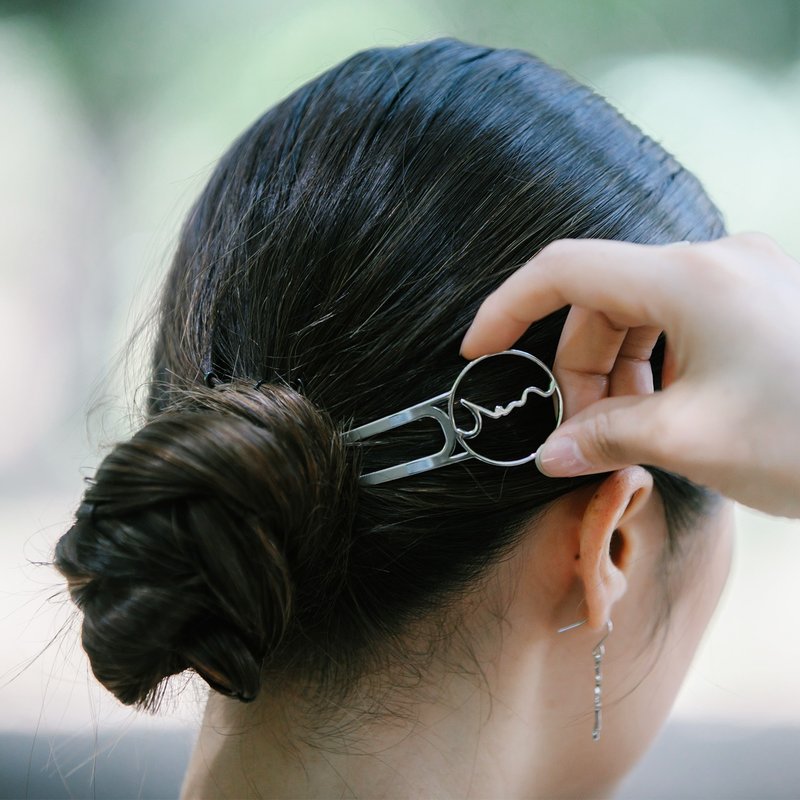 KANZASHI Hair pin 【hiragana / こころ (心)】 - 发饰 - 其他金属 银色