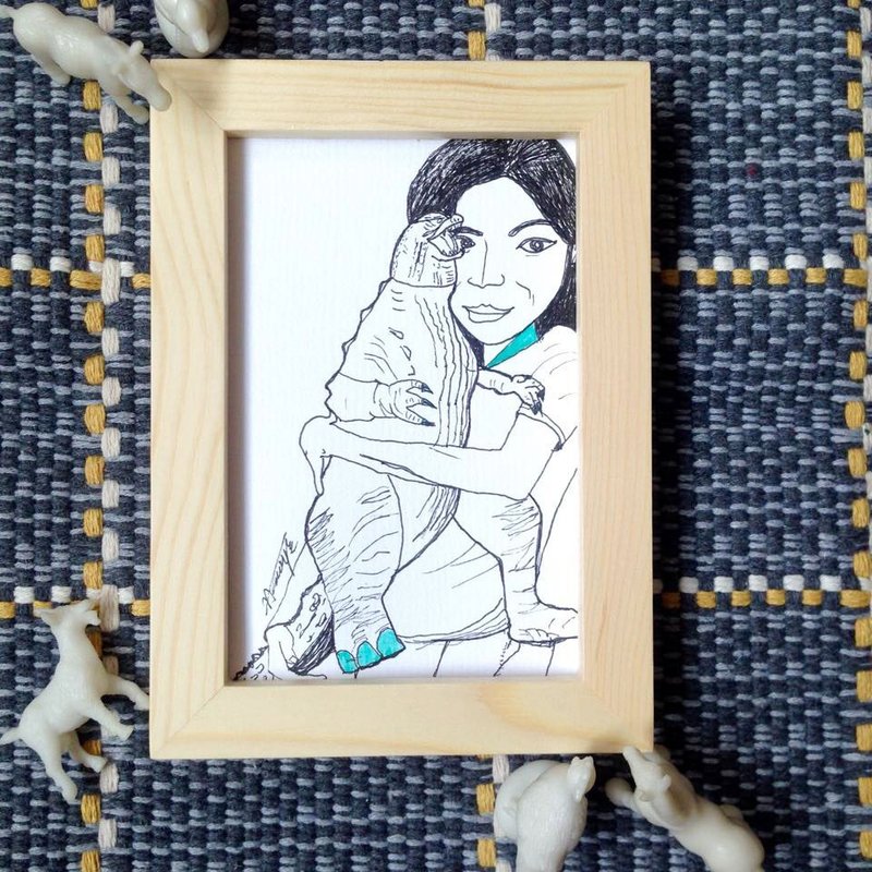 17号小姐手绘相框-人像/宠物/纪念/记录/礼物/生日/婚礼/设计-单 - 订制画像 - 纸 橘色