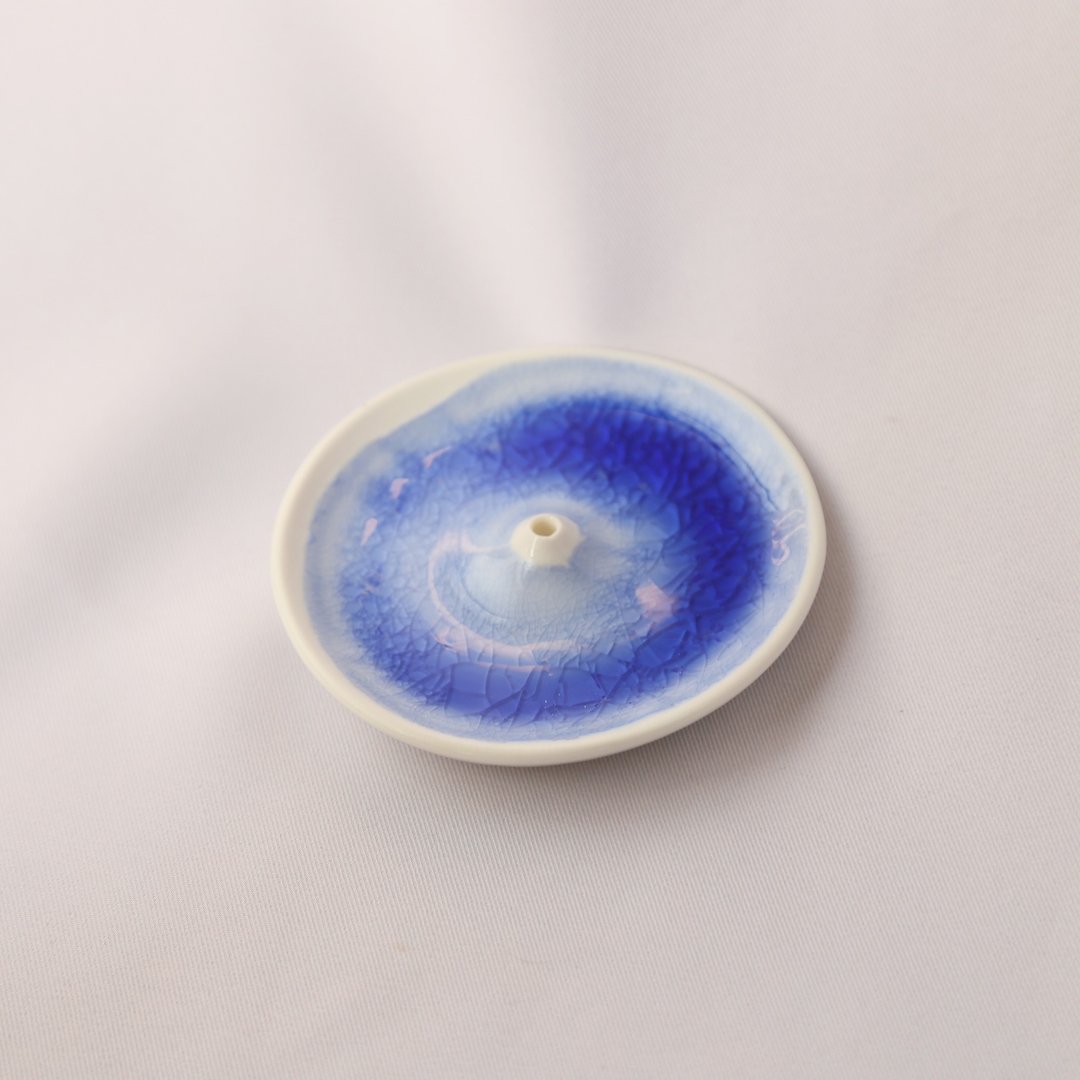 深海孤独小岛线香座 陶器皿 花瓶 - 花瓶/陶器 - 陶 蓝色