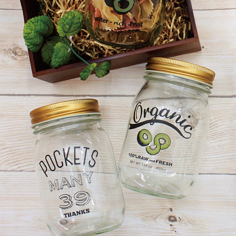 Classic Glass Drink Jar 450ml Juice Cocktail Flower Container Picnic Lunch - 玻璃杯 - 玻璃 白色