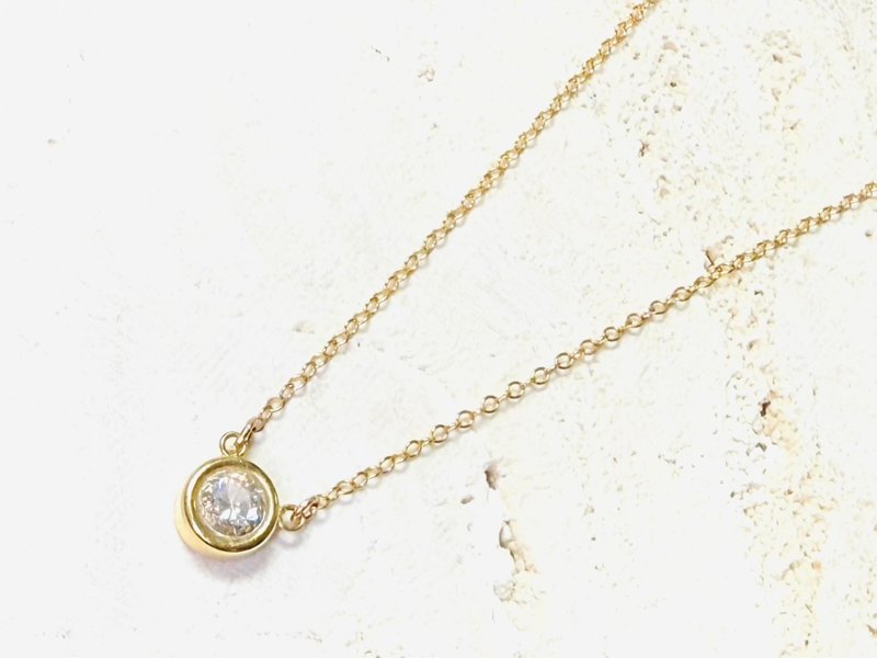 【微光定点 Point de Lumière】14KGF锆石项链 新年情人节礼物 - 项链 - 贵金属 金色