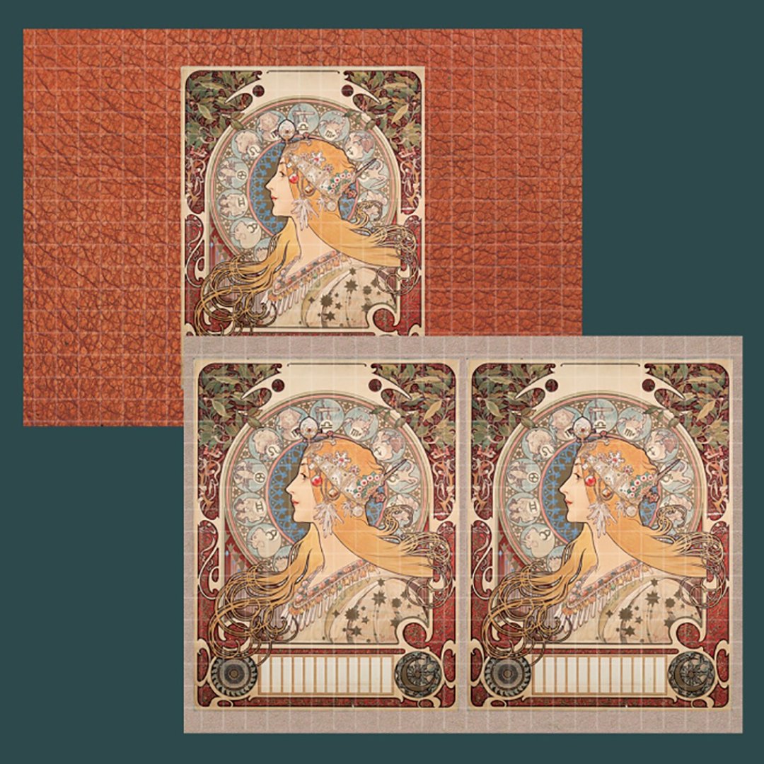Alphonse Muha A4 Double Sided design paper (january 2nd) - 包装材料 - 纸 咖啡色
