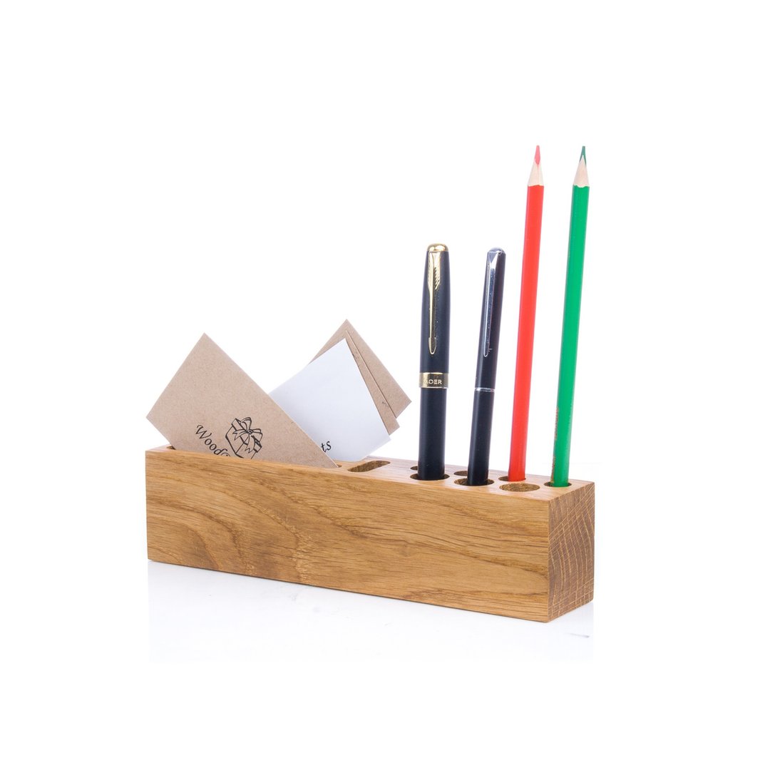 Office wooden desk organizer Eco friendly pen pencil stand Makeup brush holder - 笔筒/笔座 - 木头 