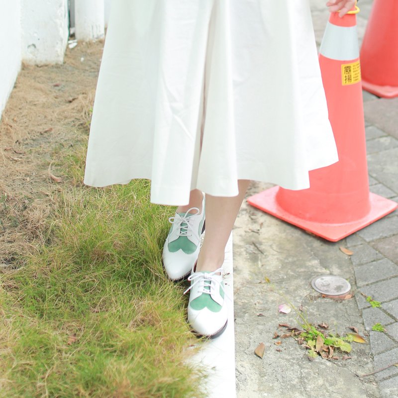 【零码出清】一起去巴黎!双层牛奶布蕾德比鞋 嫩绿 全真皮 - 女款牛津鞋/乐福鞋 - 真皮 绿色