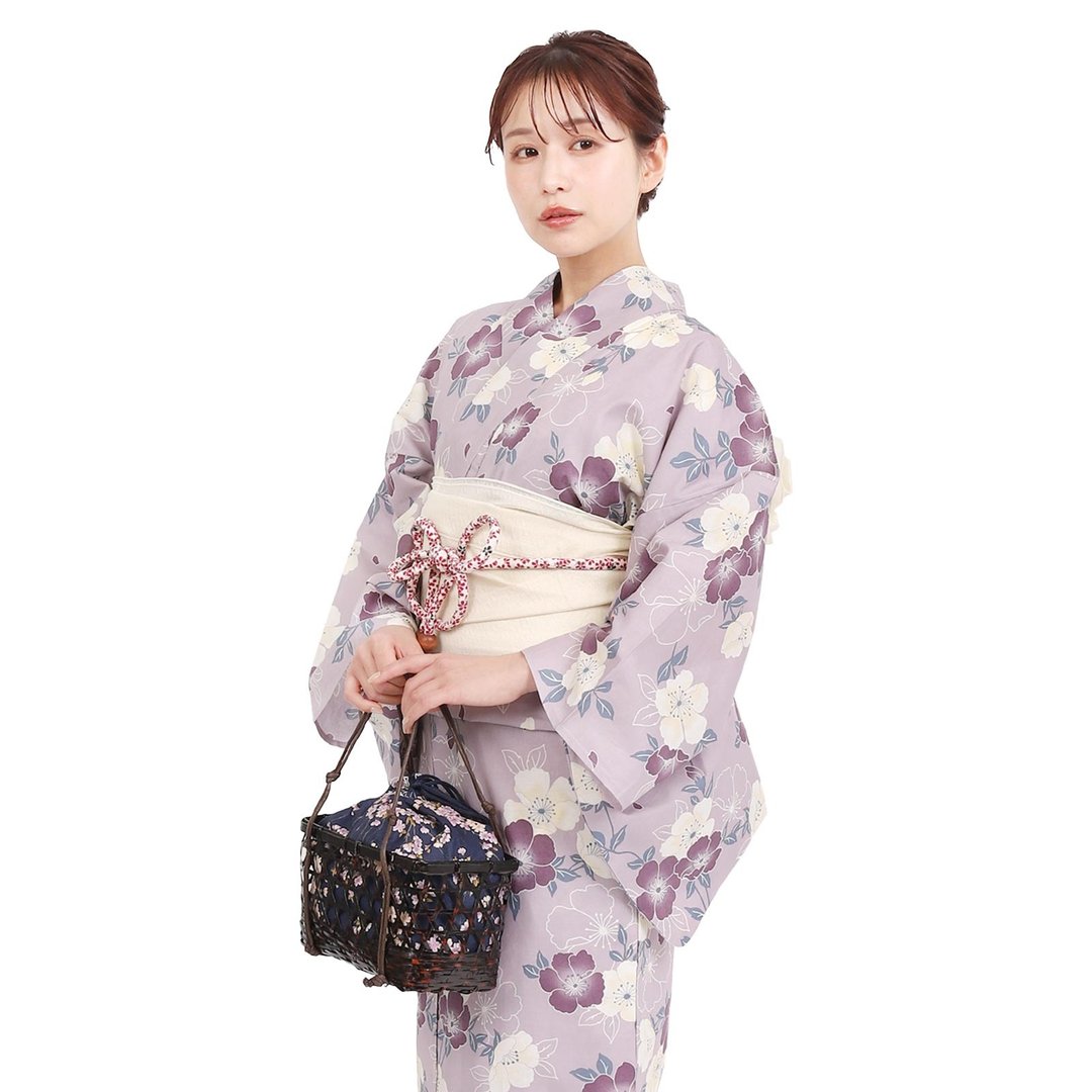日本 和服 浴衣 女性 浴衣 腰封 2件组 S/F Size x23S/F-18 - 其他 - 棉 紫色