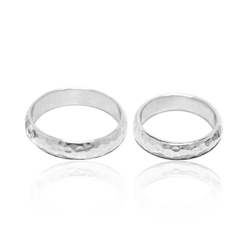 素雅烙印 纯银对戒(4/6/8mm任选2只) 925银饰 手工敲打 (一对价) - 对戒 - 纯银 银色