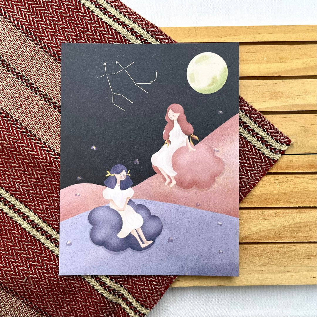 女孩与星座—双子座 - 卡片/明信片 - 纸 白色