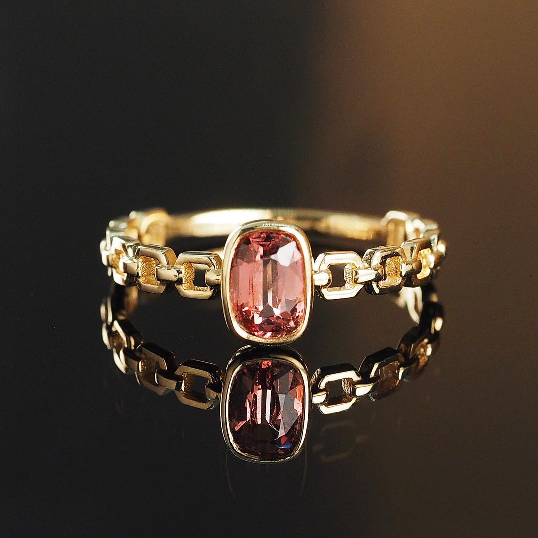 18K金橙粉红尖晶石迷你戒指 18K Gold The Orange Pink Spinel Mi - 戒指 - 贵金属 