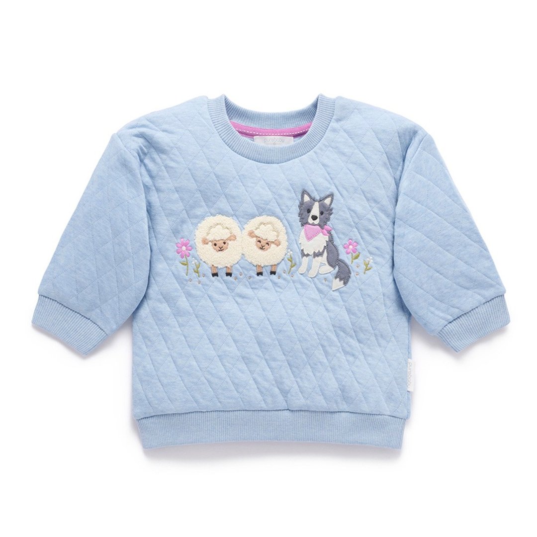 澳洲Purebaby有机棉女童长袖保暖上衣12M~5T 粉蓝 - 童装上衣 - 棉 