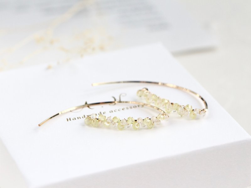 14kgf-lime green sherbet marquis pierced earrings - 耳环/耳夹 - 其他金属 绿色