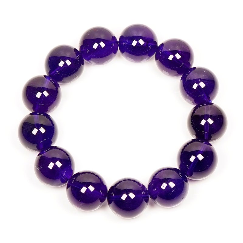 【正佳珠宝】紫水晶 顶级冰质浓紫 17mm 南非紫水晶手珠 - 手链/手环 - 半宝石 多色