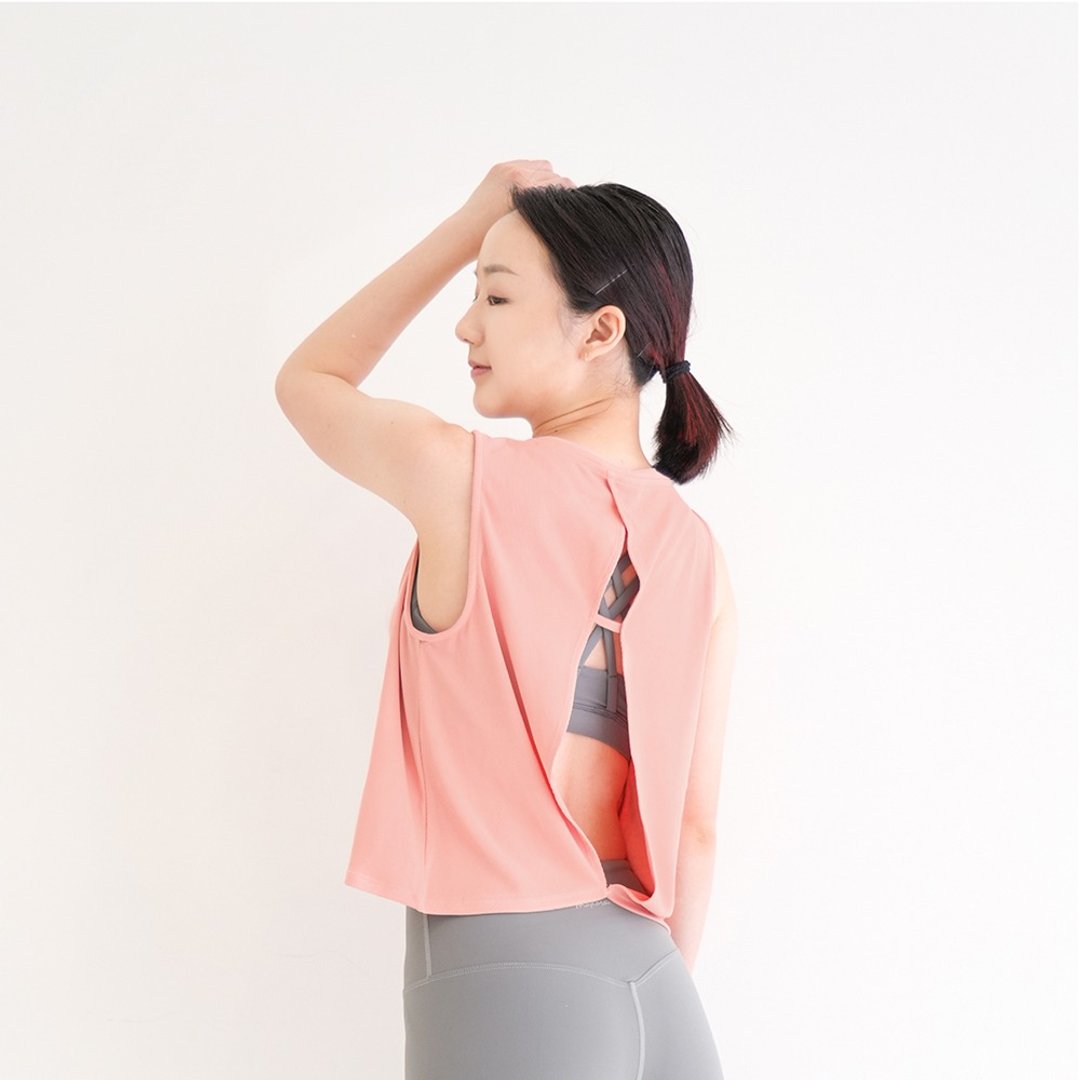 【Mukasa】DURABLE 无袖坑条开叉背心 - 沙漠粉 - MUK-23045 - 女装运动衣 - 其他材质 粉红色