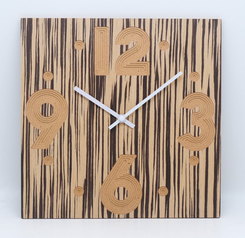 Natural -方形静音木挂钟 静音 - 时钟/闹钟 - 木头 咖啡色