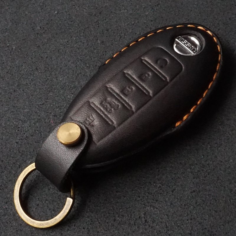 NISSAN ALTIMA 日产汽车 晶片钥匙 智能遥控器 手工牛皮皮套 - 钥匙链/钥匙包 - 真皮 黑色