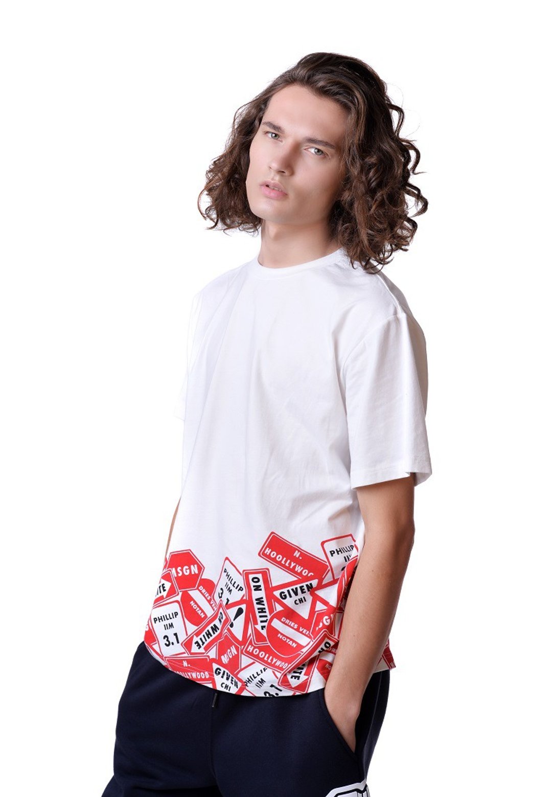 美国Fools Day Road Sign Tee - 中性连帽卫衣/T 恤 - 棉 白色