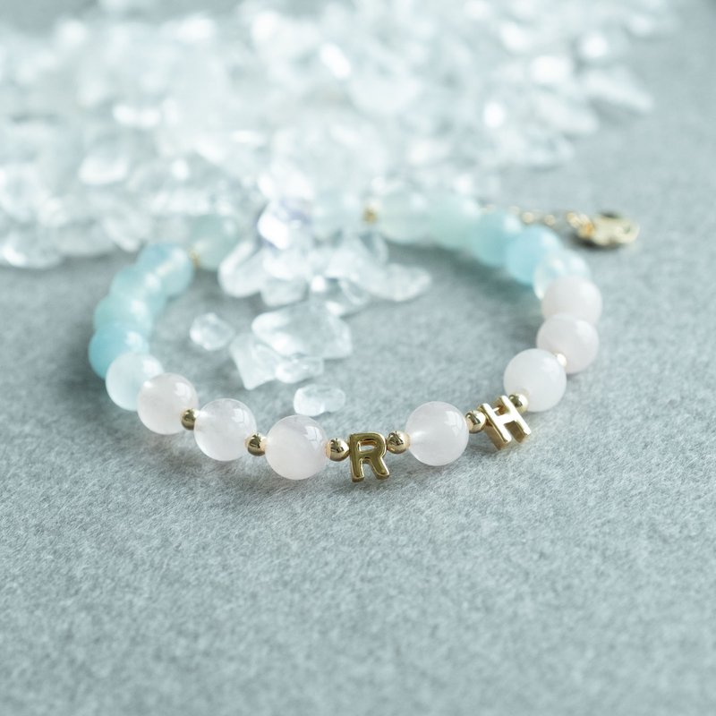 首创个人化英文名字半透体摩根石渐变色全天然晶石手链 - 手链/手环 - 水晶 多色