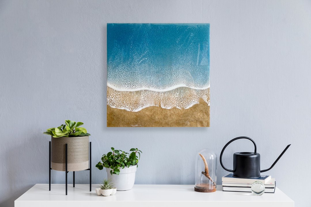 Ocean Painting, Wall Art, Home Deco, Housewarming, Wedding gift - 海报/装饰画/版画 - 树脂 蓝色