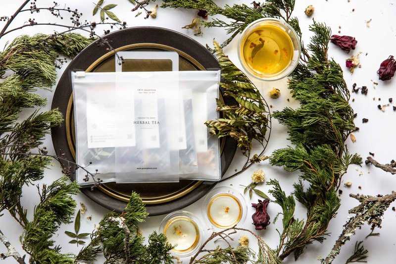 小草作 轻保养随行组(防撞双层玻璃杯/花草茶(7入)任选1组) - 茶 - 新鲜食材 绿色