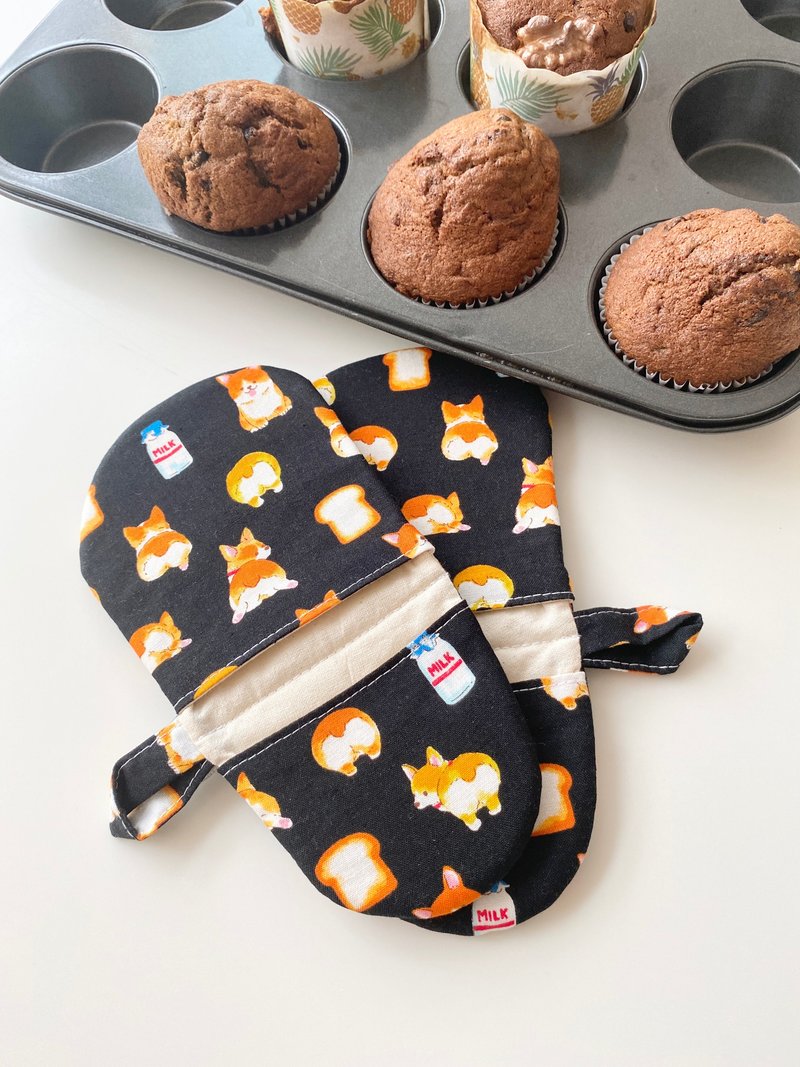 隔热手套 (一对) 加厚 - 锅具/烤盘 - 棉．麻 黑色