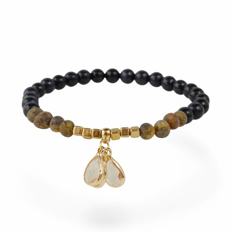 天然琥珀手链  配蓝砂岩珠 KK25 - 手链/手环 - 宝石 多色