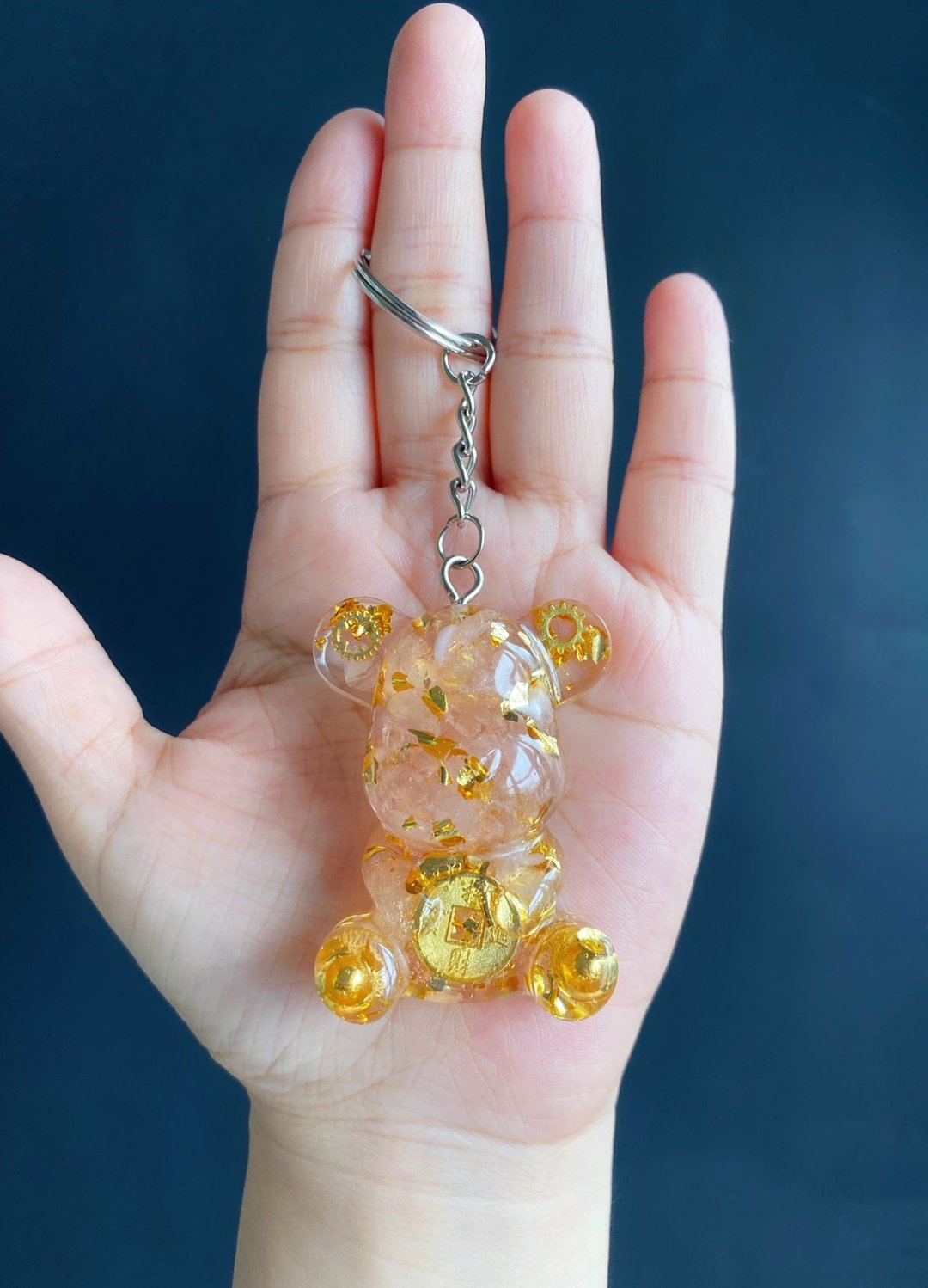 【售出】限量水晶 原石 装饰 滴胶 小熊 粉晶 钥匙圈 饰品 闺密 - 钥匙链/钥匙包 - 水晶 粉红色