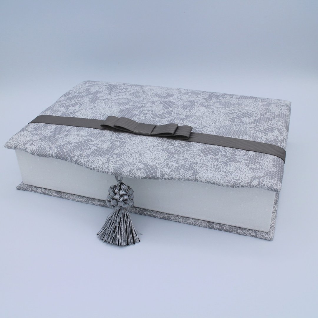 French chic elegant gray ribbon lace tassel show storage book type accessory case free box accessory case accessory storage letter case wallet bed - 收纳用品 - 棉 灰色