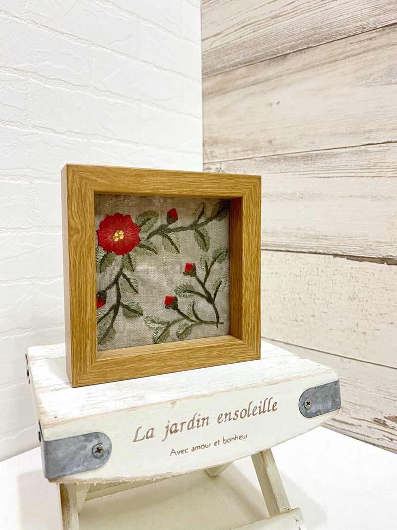 岁月静好疗愈刺绣摆饰相框/野玫瑰 - 摆饰 - 绣线 