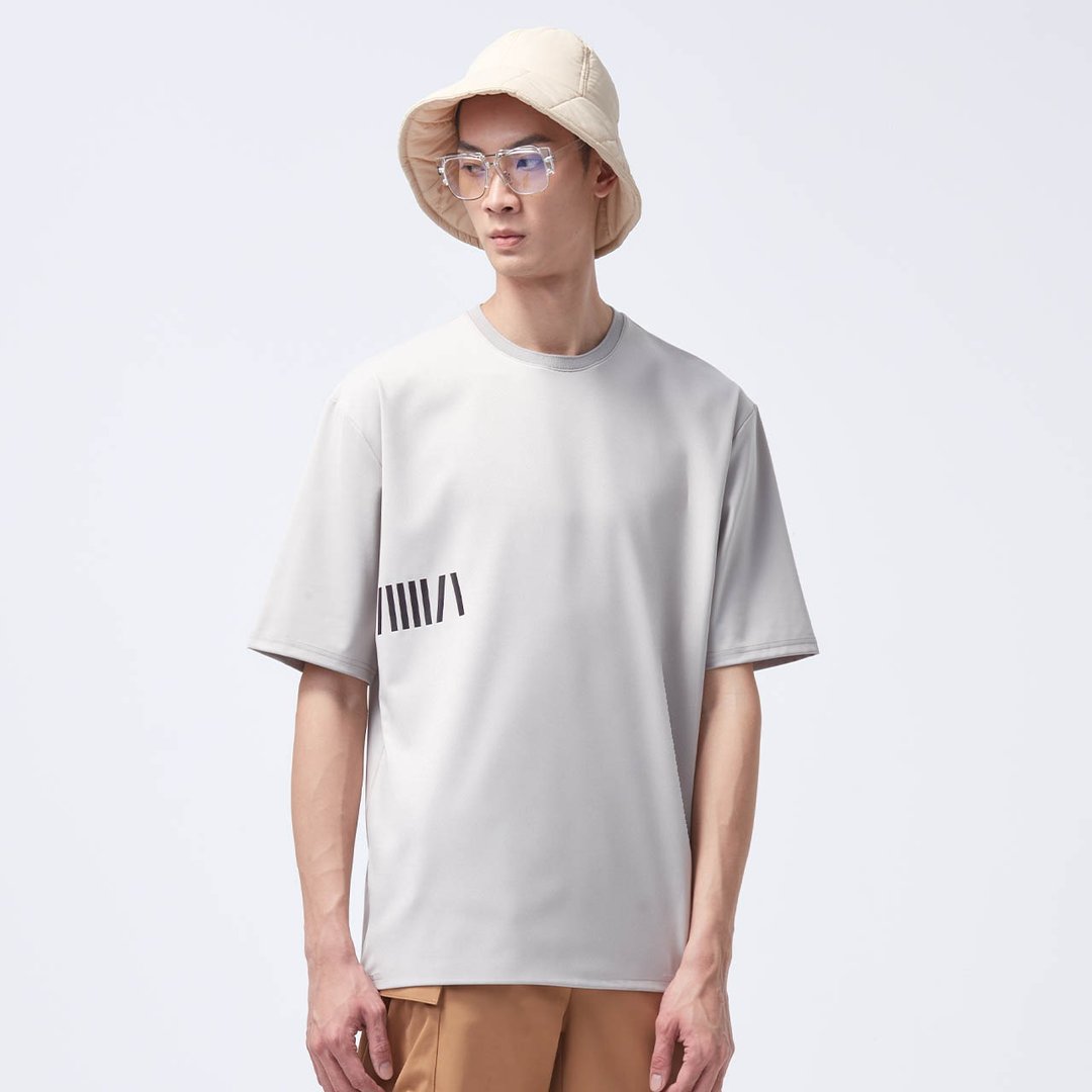 COZEE-抗菌除臭宽版上衣-棕灰 - 男装上衣/T 恤 - 聚酯纤维 灰色