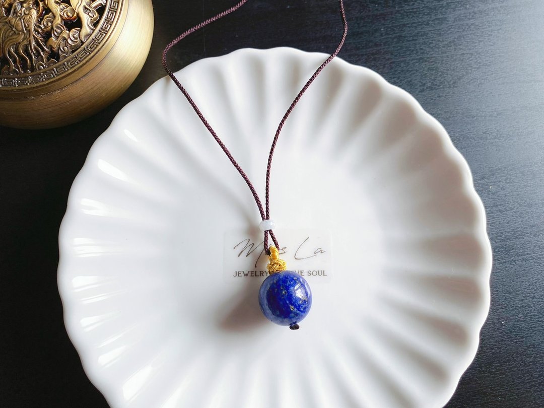 【售出】翡翠 护身药师珠 青金石 手作吊坠 水晶 项链 礼物 长辈 - 吊饰 - 水晶 蓝色