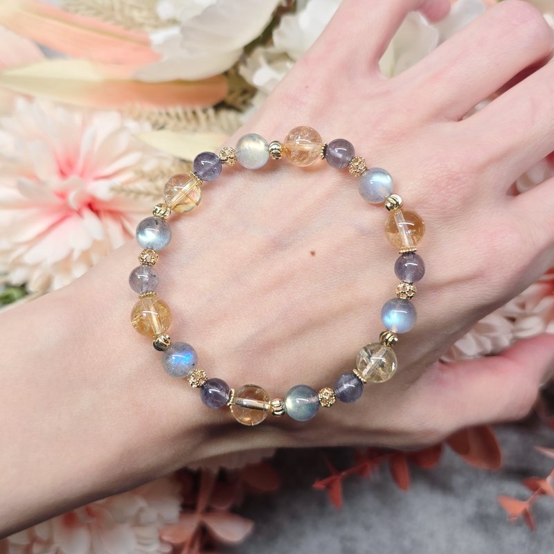 星际旅行-彩光拉长石.黄阿赛.透体堇青 - 手链/手环 - 水晶 多色