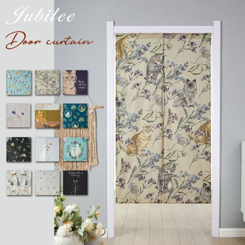 日本直送  猫咪插画门帘 - 门帘/门牌 - 聚酯纤维 多色