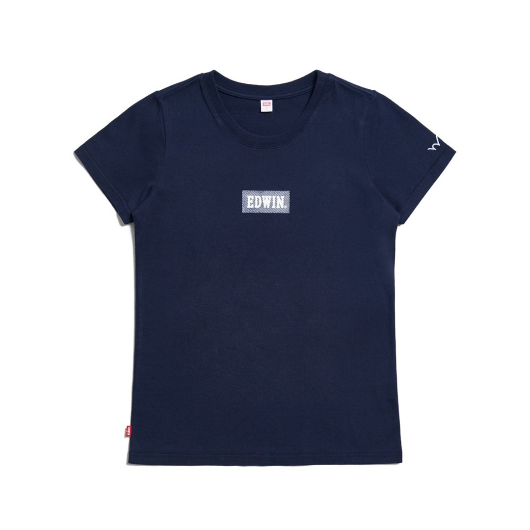 EDWIN 女装 BOX LOGO 短袖 T 恤 (丈青色) #上衣 - 女装 T 恤 - 棉 蓝色