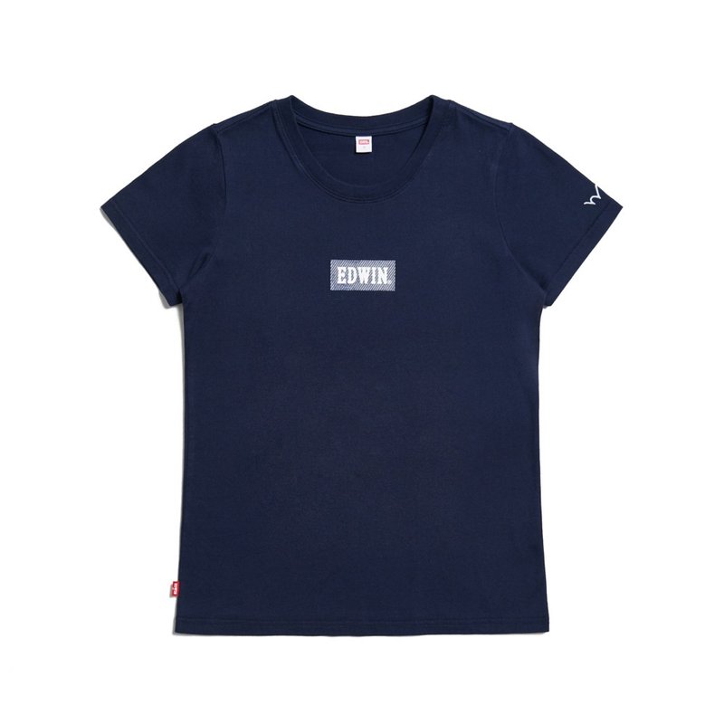 EDWIN 女装 BOX LOGO 短袖 T 恤 (丈青色) #上衣 - 女装 T 恤 - 棉 蓝色