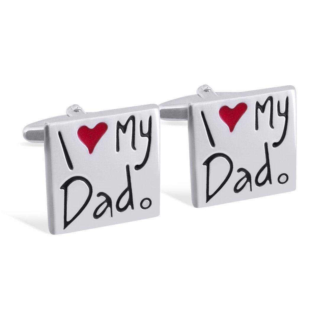 I Love My Dad Cufflinks, Father's Day Cufflinks, Dad's gift - 袖扣 - 其他材质 银色