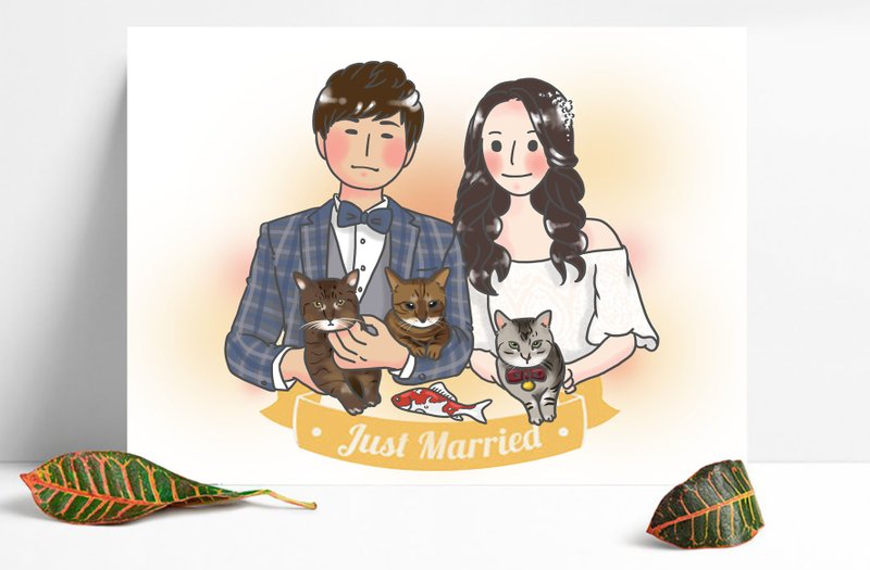 可爱人物插画∣个人/情侣/婚纱/全家福/朋友∣电子档 - 订制画像 - 其他材质 白色