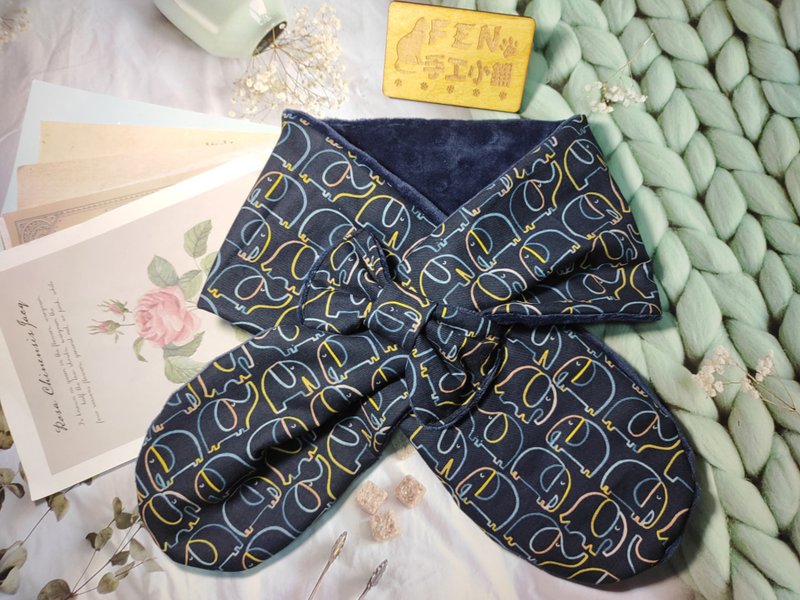 美国薄棉布设计师款小象蝴蝶结手作围脖-大人围脖-短围巾-脖围 - 围巾/披肩 - 棉．麻 