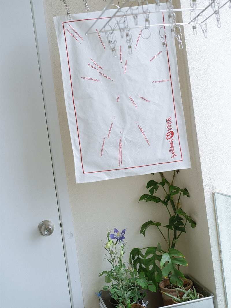 祝君早安 纯棉刺绣多功能餐布装饰挂布 - 餐垫/桌巾 - 棉．麻 白色