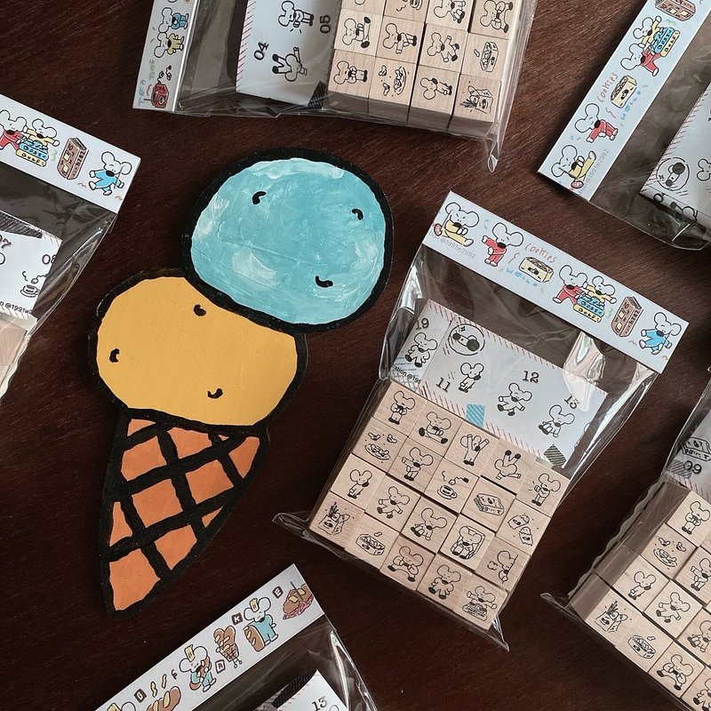 迷你印章 (全20款) // 20款套组 - 印章/印台 - 木头 