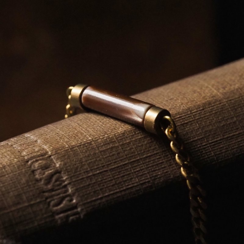 限量－长柱光泽贝珠手链 - 手链/手环 - 铜/黄铜 金色