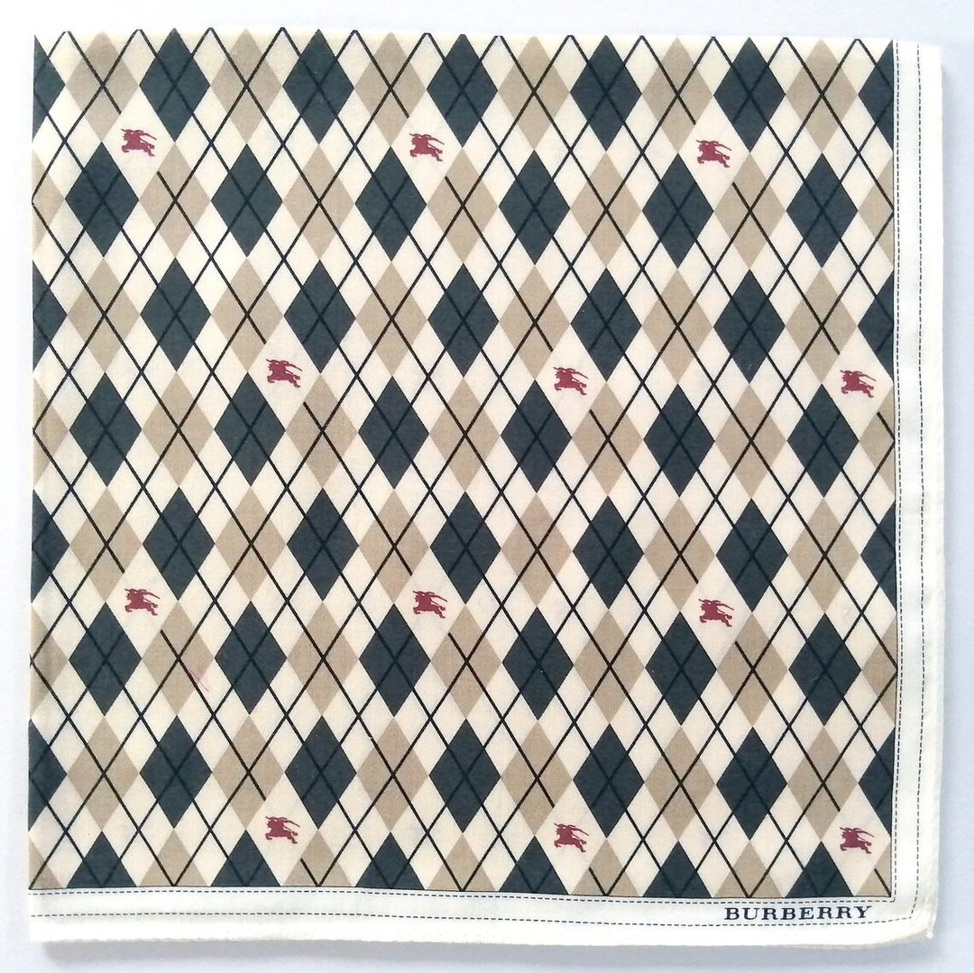 Burberry 复古手帕标志钻石形状 20 x 20 英寸 - 手帕/方巾 - 棉．麻 卡其色
