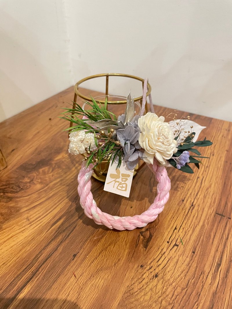 迷你永生花注连绳 - 干燥花/捧花 - 植物．花 粉红色