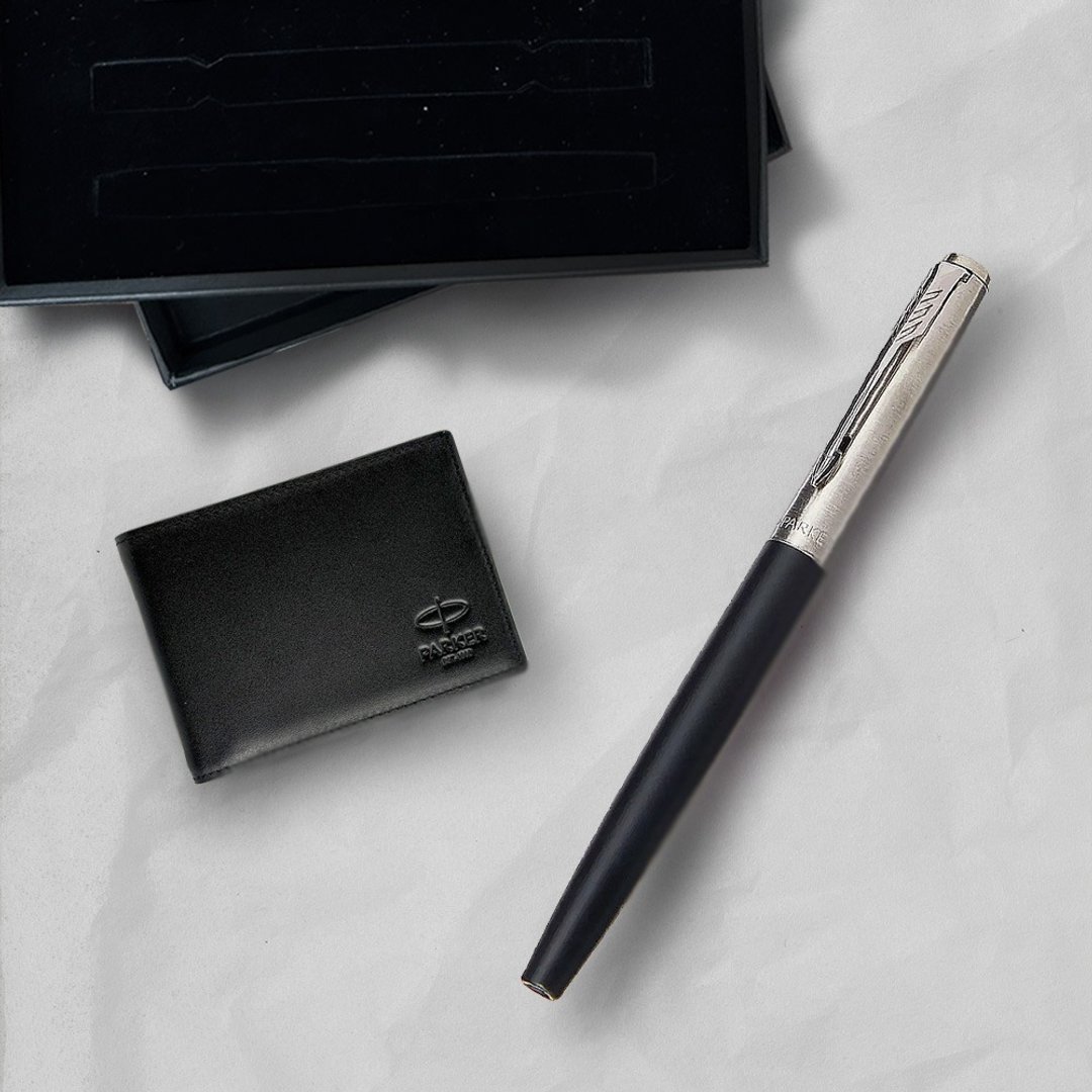 Parker 派克Jotter原创系列(铝杆)雾黑钢珠笔 牛皮短夹礼盒 - 钢珠笔 - 其他金属 黑色
