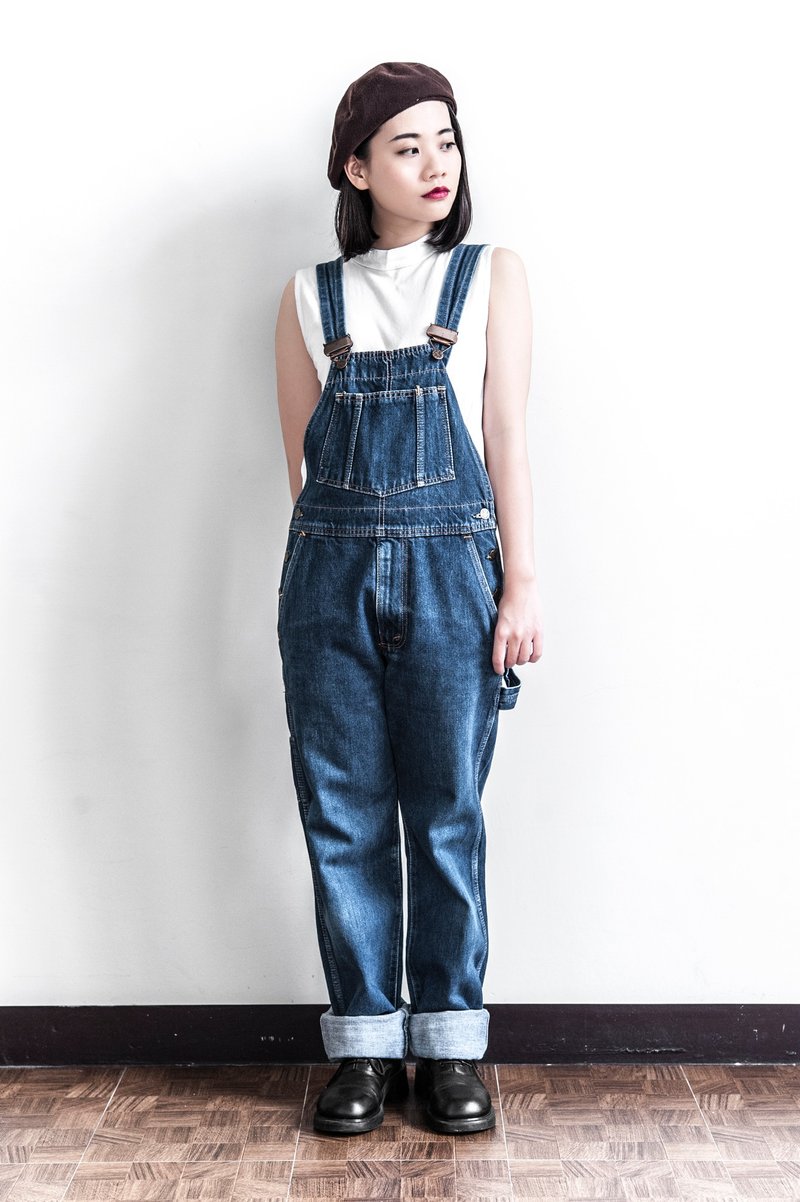 Vintage Bobson 牛仔古着吊带工作裤 - 背带裤/连体裤 - 棉．麻 蓝色