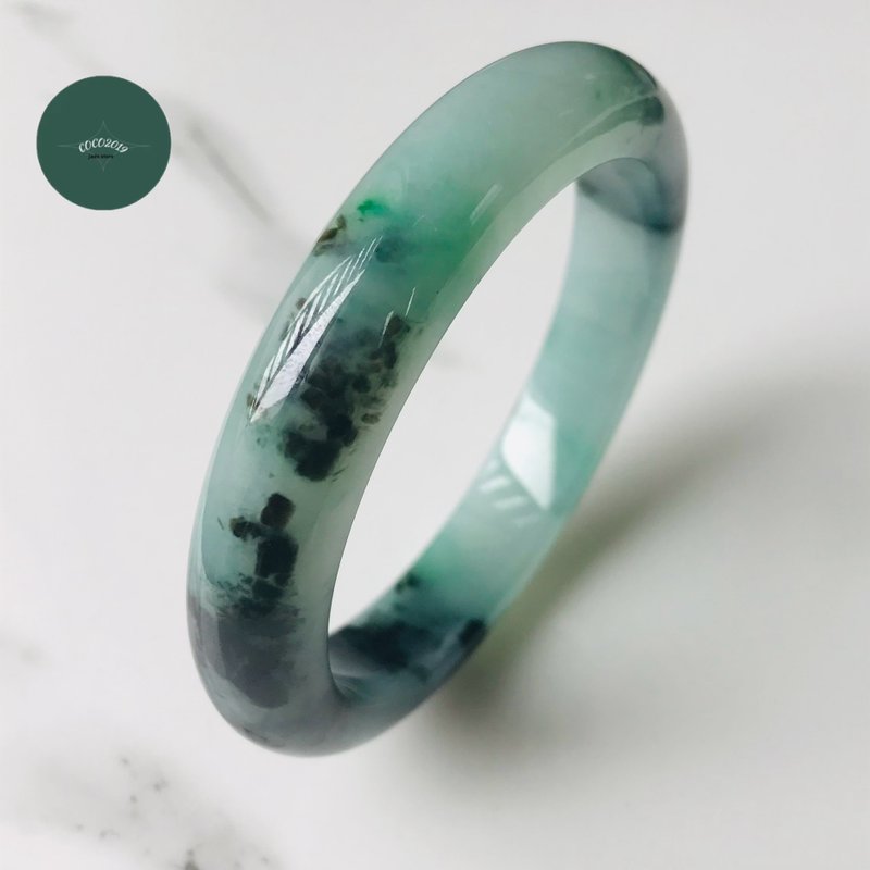 翡翠 手镯 天然石  稀有 缅甸产 57.0mm 天然硬玉 - 手链/手环 - 玉石 绿色